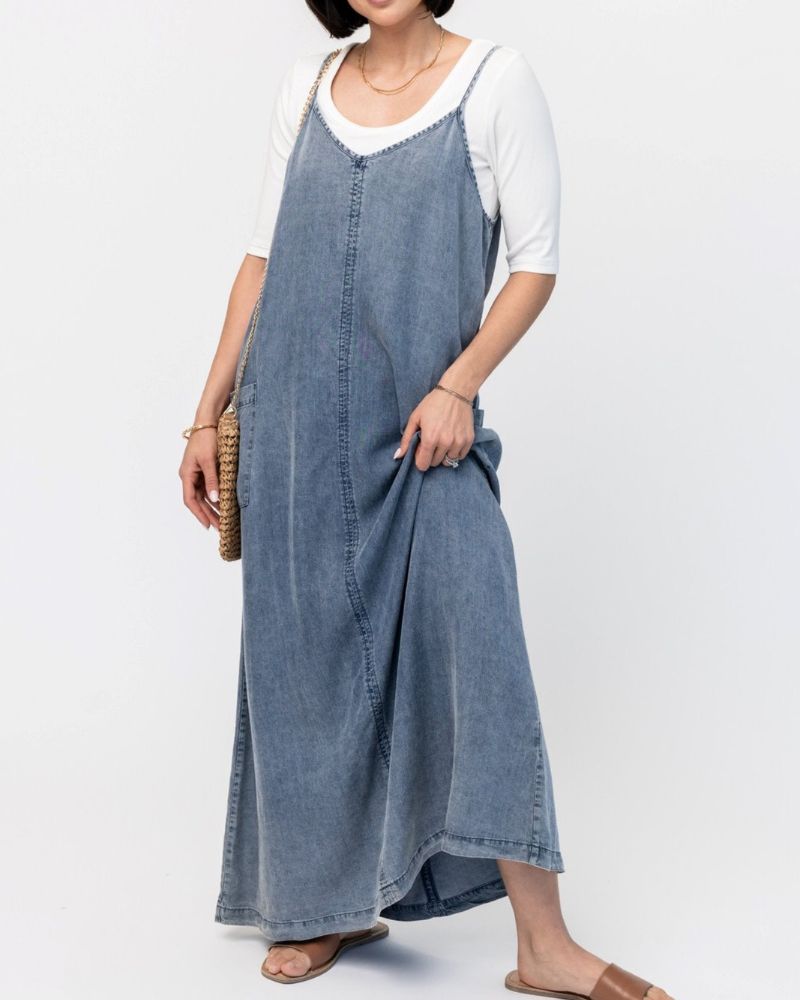 Merida | Elegant Denim Jumper Maxi Dress