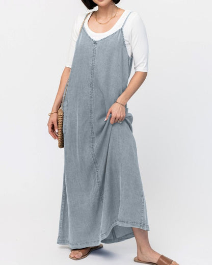 Merida | Elegant Denim Jumper Maxi Dress