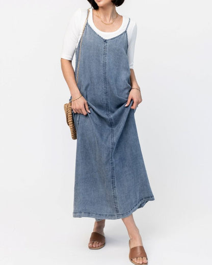 Merida | Elegant Denim Jumper Maxi Dress