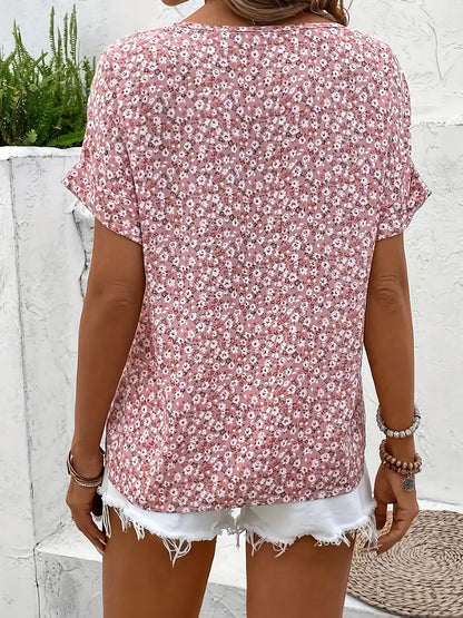 Nina | Floral Print Notched Collar Blouse