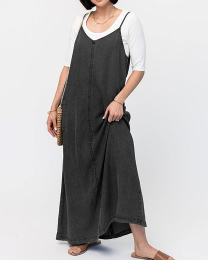 Merida | Elegant Denim Jumper Maxi Dress