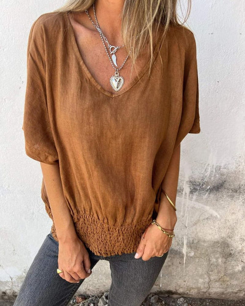 Luma | Waisted V-Neck Blouse