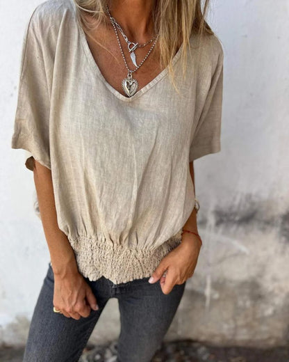 Luma | Waisted V-Neck Blouse