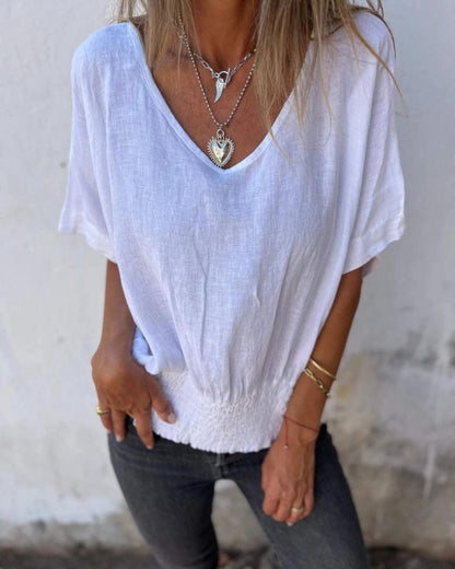 Luma | Waisted V-Neck Blouse