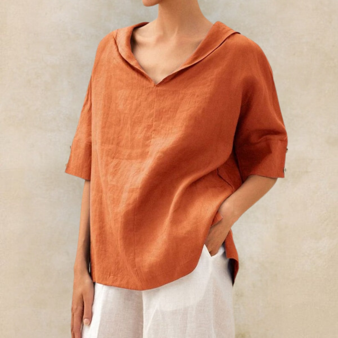 Bonnie™ | Women's V-Neck Casual Linen Shirt