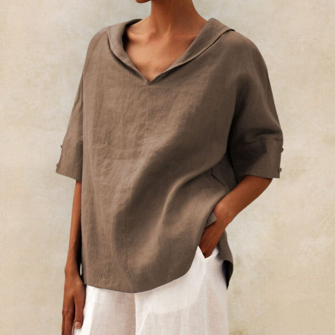 Bonnie™ | Women's V-Neck Casual Linen Shirt