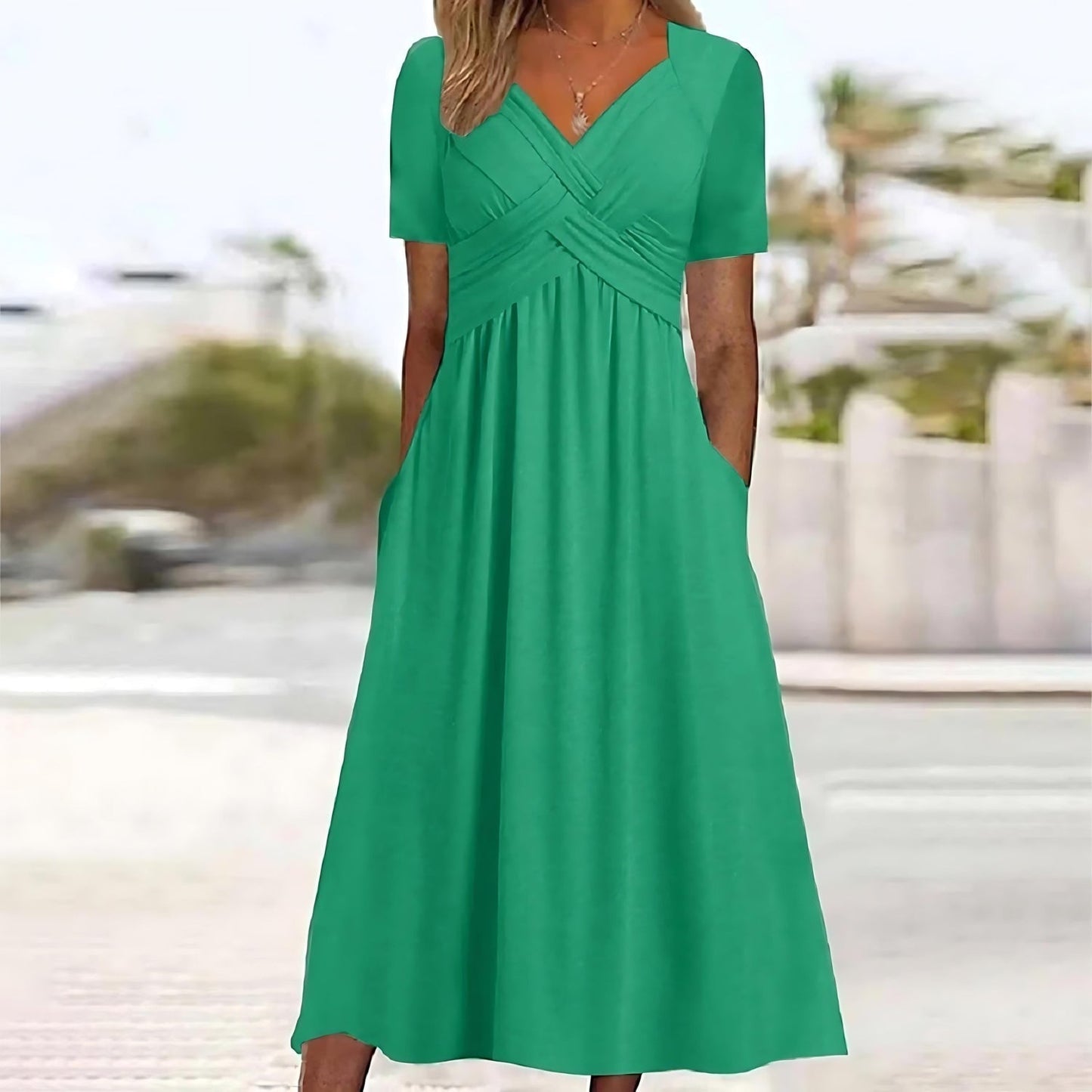 Claire - Elegant Midi Dress with Belly Coverage