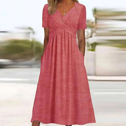 Claire - Elegant Midi Dress with Belly Coverage