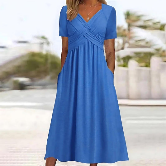 Claire - Elegant Midi Dress with Belly Coverage