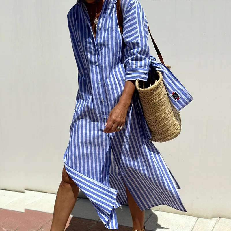 Sophie |  Elegant Striped Shirt Dress