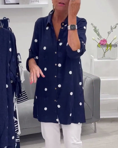 Demi | Navy Polka Dot Shirt