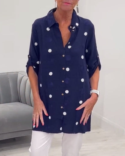 Demi | Navy Polka Dot Shirt