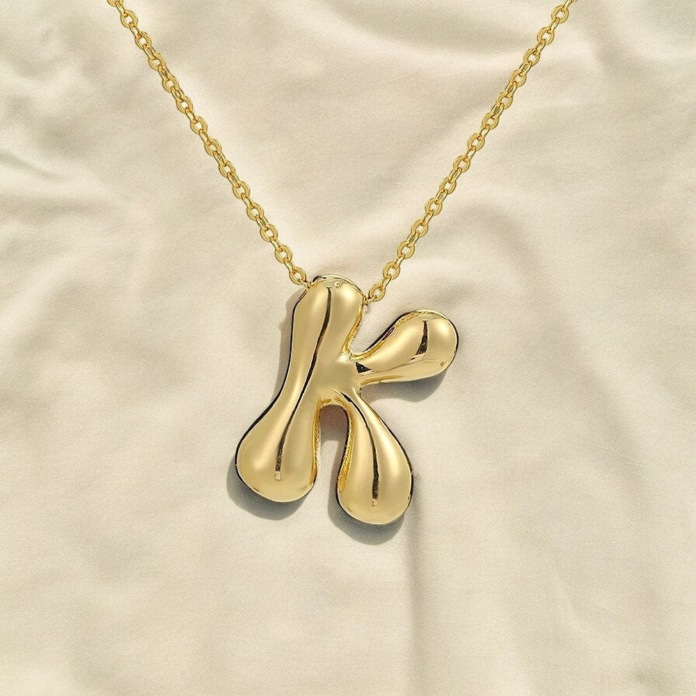 Gold Bubble Letter Pendant