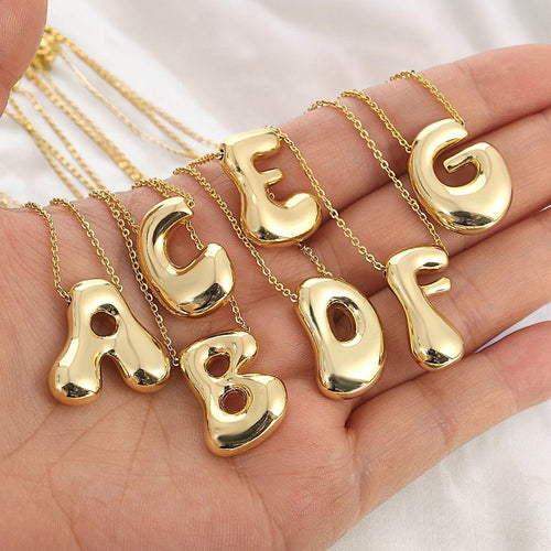 Gold Bubble Letter Pendant